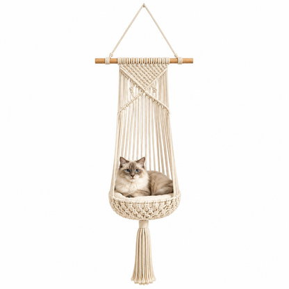 PurrSwing Handwoven Cat Bed